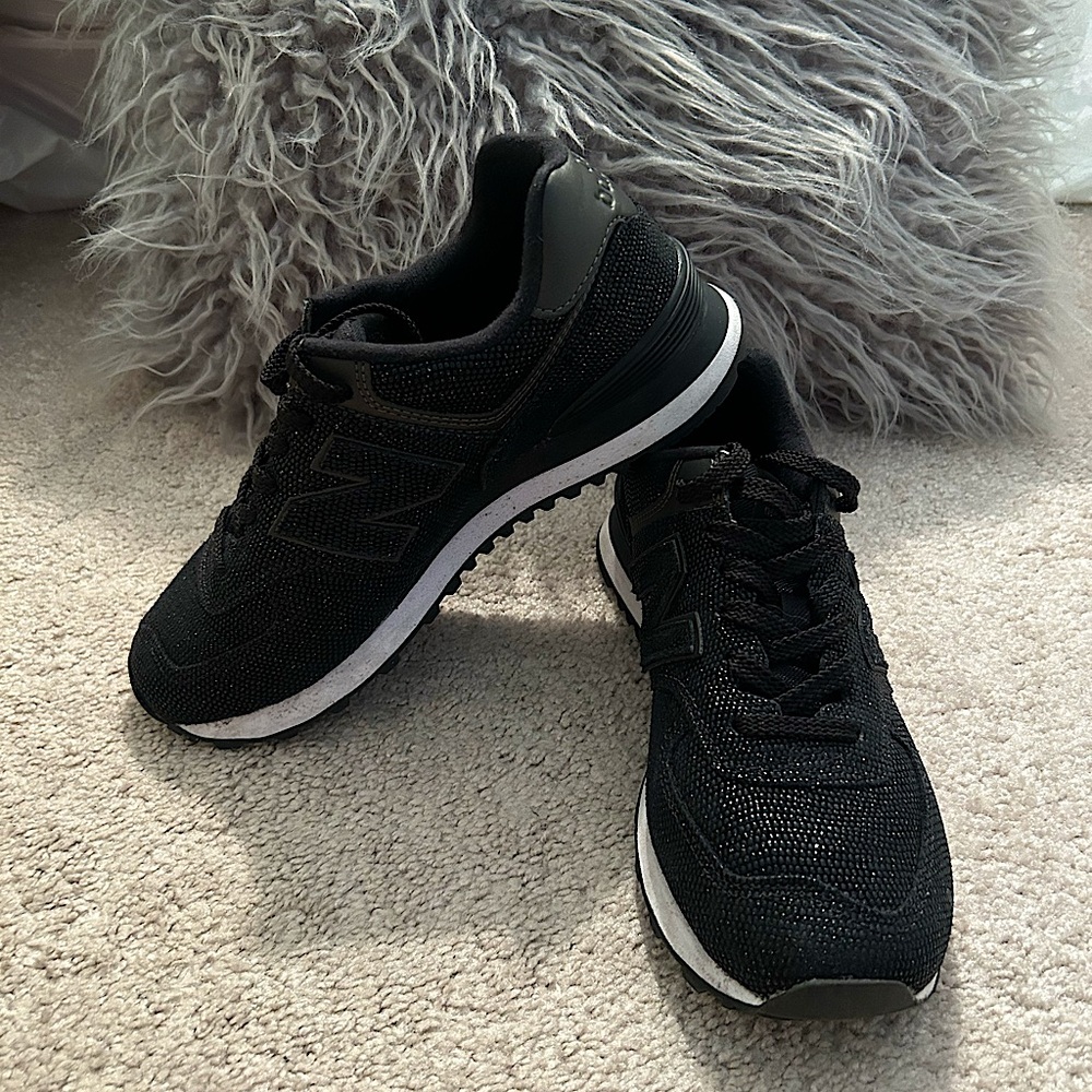 Black shimmer New Balance sneakers